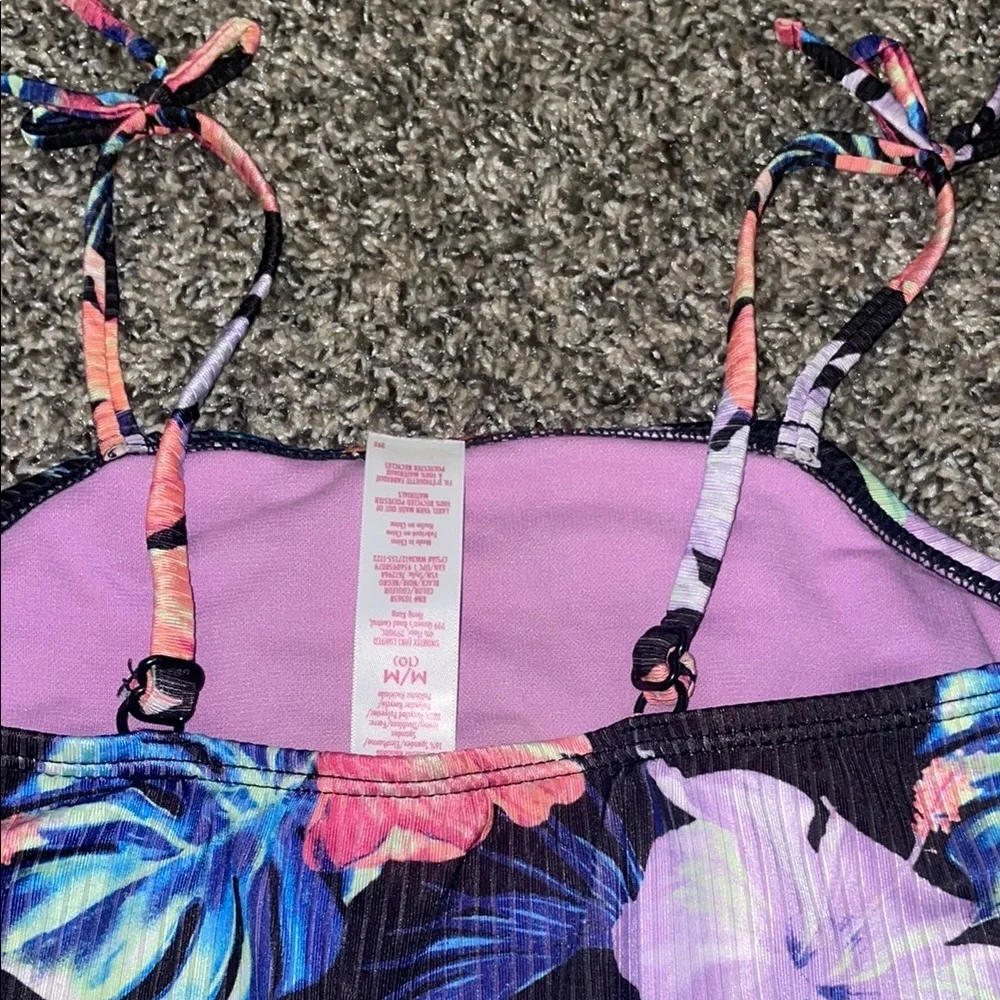 Justice Floral Kids Swim One Piece - Black, Pink, Blue